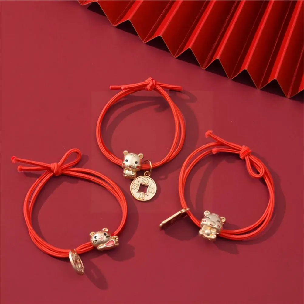 

Cute Red Ropes Hair Tie Women Girls Zodiac Year Of Fortune The Hair Bracelet Lucky Accessories Tiger Hair Circle Z3m8