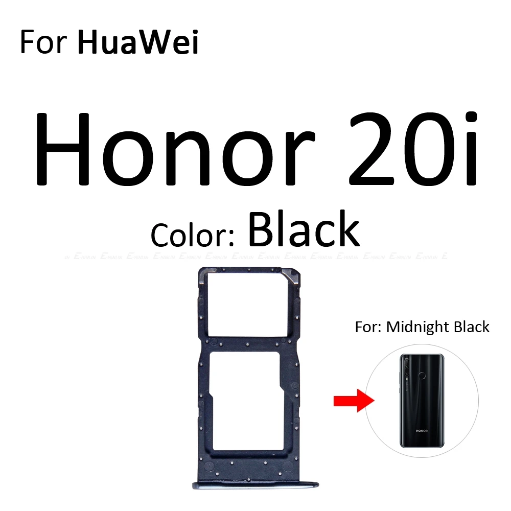 Карта Micro SD Sim карты слот, разъем для лотка адаптер Коннектор кард-ридера для HuaWei Honor вид 20 Pro Lite 20i контейнер держатель - Цвет: For Honor 20i Black
