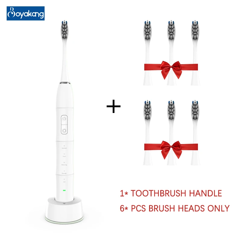 

Boyakang Sonic Electric Tooth Brush 5 Cleaning Modes Intelligent Reminder IPX8 Waterproof Dupont Bristles Wireless Charging