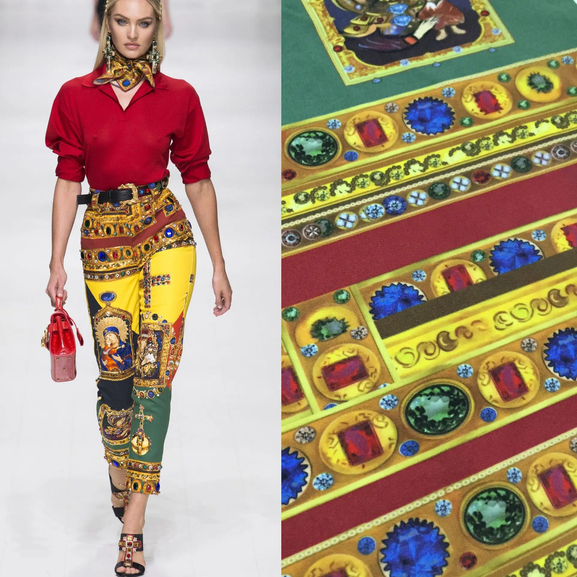 

spring and summer show flower abstract series printed fabric digital printing polyester fashion cloth pants shirt women's cloth