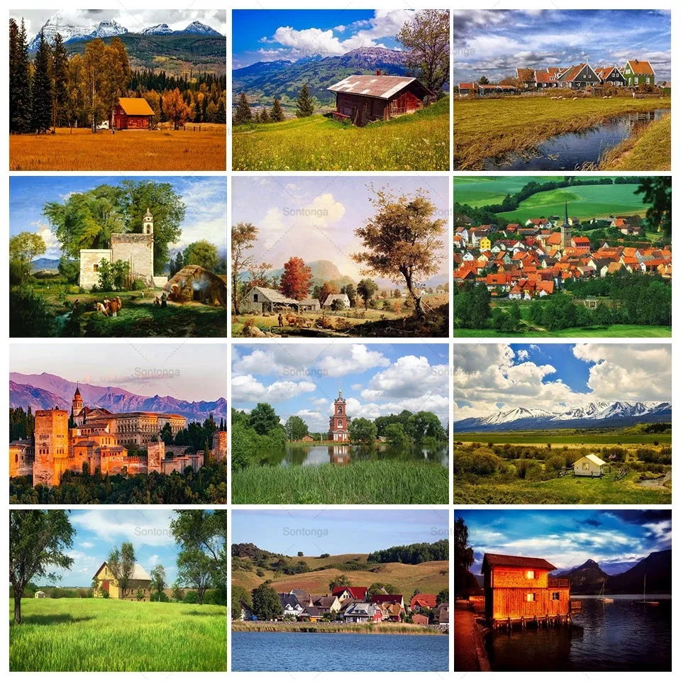 

5D Diy Diamond Painting Scenery House Diamond Art Picture Diamond Embroidery Square Diamond / Round Diamond Home Decoration Gift