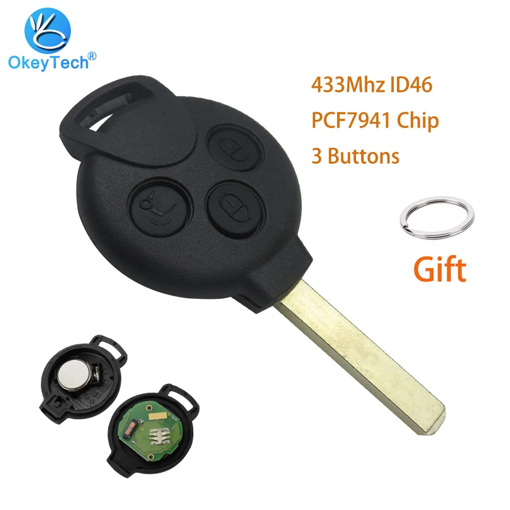 OkeyTech 3 кнопки 433 МГц ID46 PCF7941 транпондер чип полный удаленный ключ автомобиля для