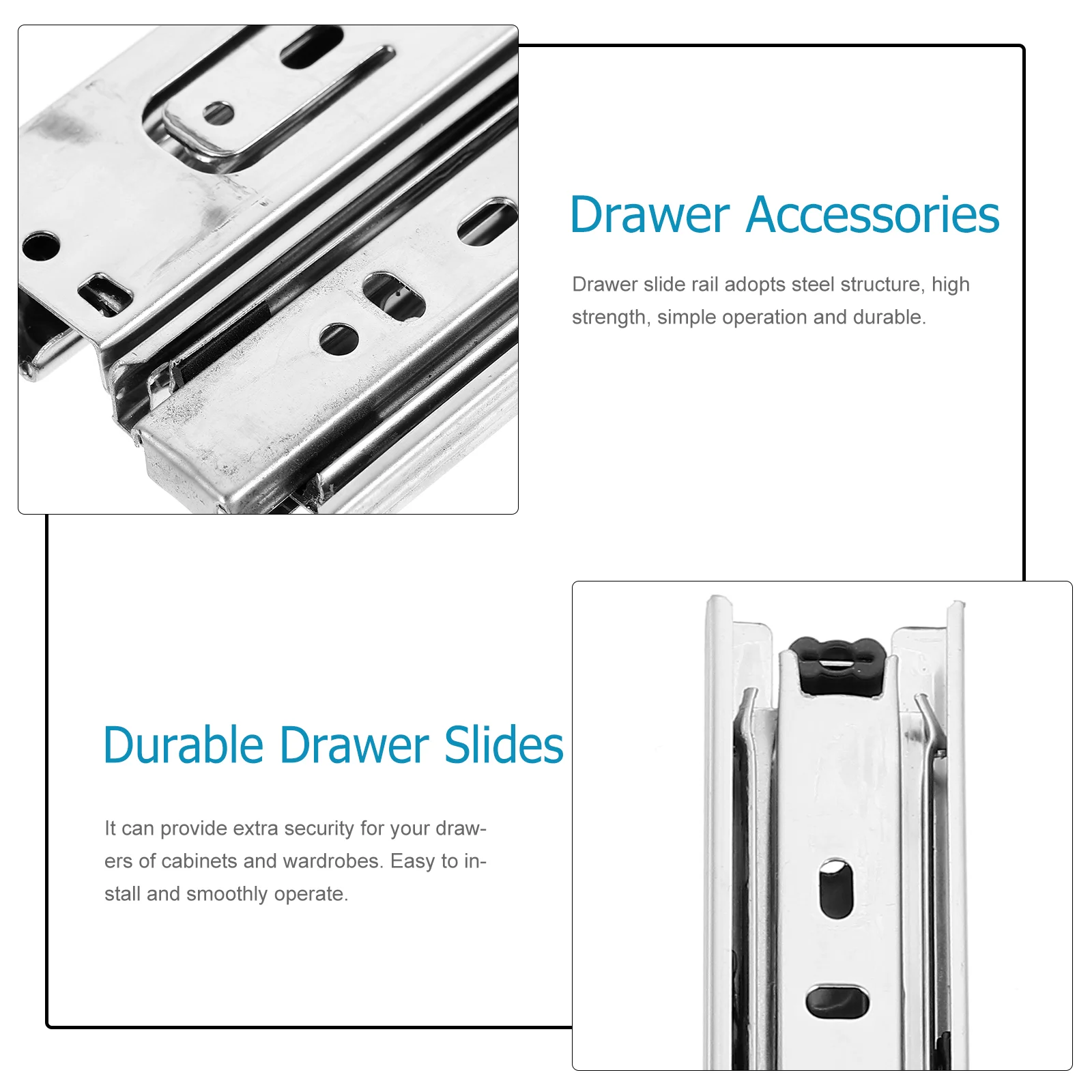 2 пары направляющих для выдвижных ящиков Трехсекционные направляющие мебельные