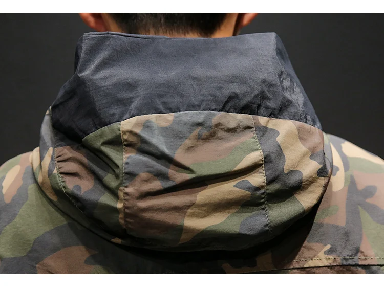

Camouflage Jacket Men's Plus Size Plus Size Double-sided Wear Hooded Jacket Korean Tide Brand Casual Tooling Baseball Shirt Top
