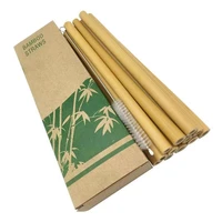 10pcs reusable drinking natural bamboo straws with case clean brush eco friendly bamboo straws set