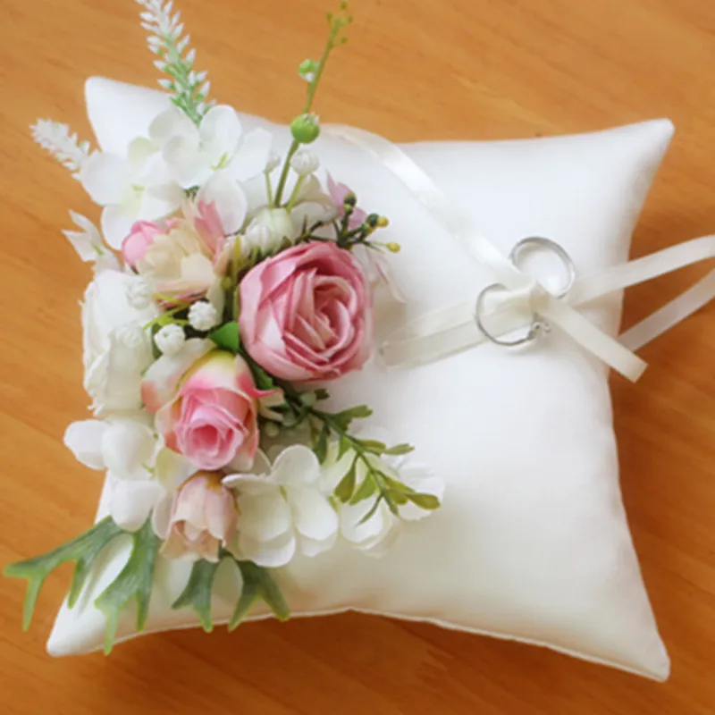 Подушка для кольца Свадебный Цветочный девочек белый цветок розовый фиолетовый |