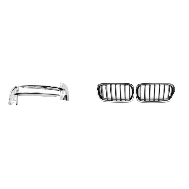 

2X Front Bumper Grille Grill For-BMW X5 F15 2014-2017 & 2x Black For-BMW X5 X6 F15 F16 F85 F86 M Sport 2013-2017