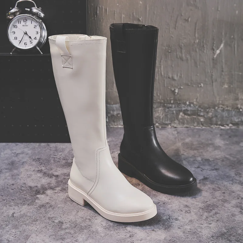 Новинка Модные женские зимние сапоги коричневого цвета на толстом каблуке в