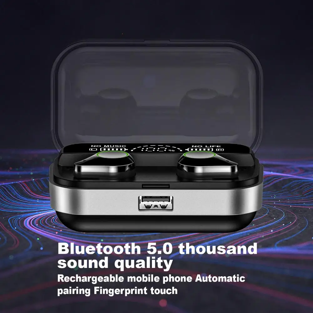 JEELOCK Bluetooth 5,0, беспроводные наушники, водонепроницаемые стерео спортивные наушники, гарнитура с громкой связью, светодиодный блок для зарядки