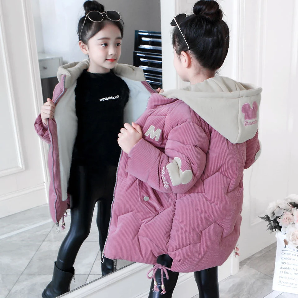 

Girls clothing Warm Down Jacket For Girl clothes Long Winter Thicken Parka Hooded Children Outerwear Coats 6 8 10 12 Years