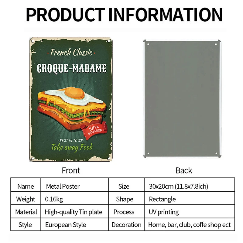 Быстрое питание Меню Бургер Хот Доги Время Пицца Ретро Металлический Знак Декорация Магазин Дом Стена Декор Тин Винтажная Пластина Постер