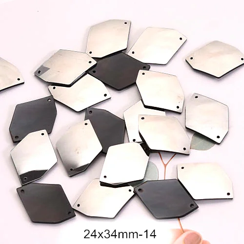 14-24x34mm Высокое Качество гематит 20 шт зеркальные пришивные стразы акриловые зеркальные пришивные стразы свадебные украшения F0085 - Цвет: 14-24x34mm