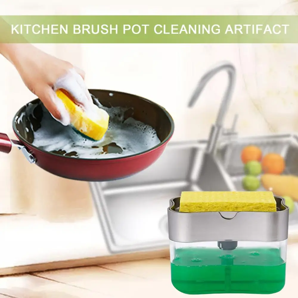 Диспенсер для мыла хранилище насос губка Caddy Творческий Кухня 2-в-1 Ручной Пресс