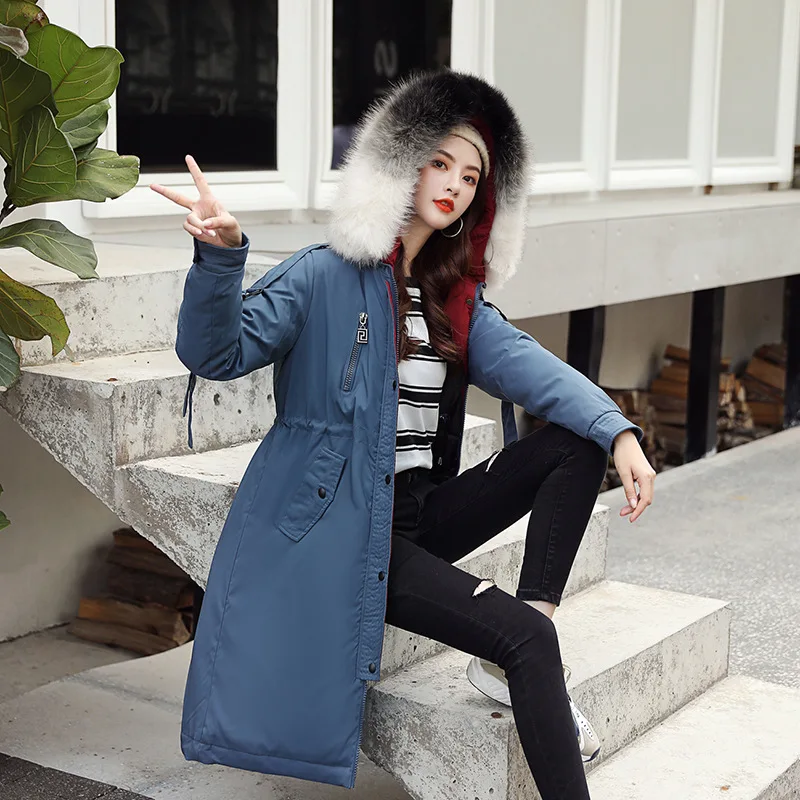 Женская парка с имитацией кроличьего меха хлопковое пальто капюшоном Женское