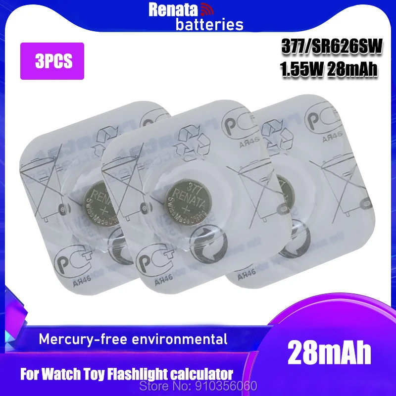 3 шт. Renata 377 100% оригинальный новый долговечные SR626SW SR626 V377 часы кнопка батареи