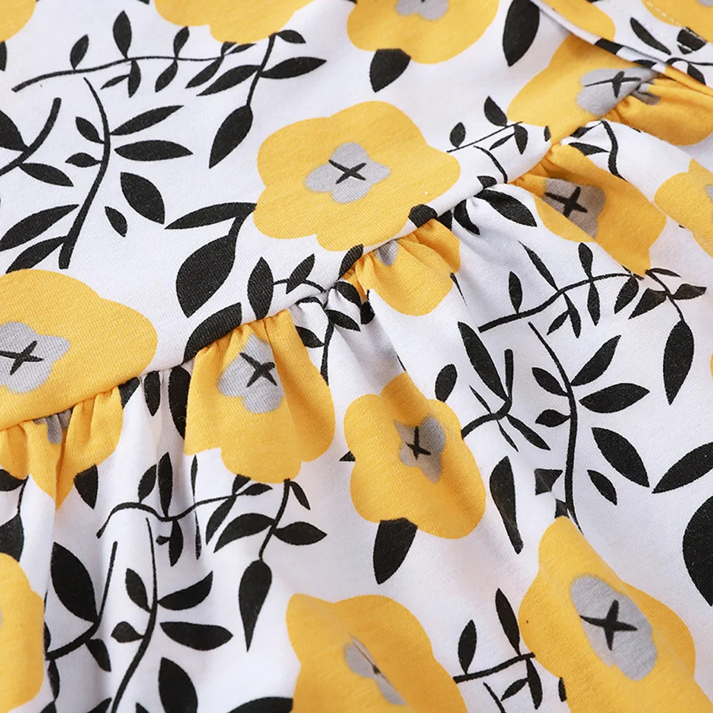 

Kids Baby Clothes Girls Sets Toddler Kids Baby Girls Long Sleeve Floral Print Princess Casual Dress Ropa Bebe комплек одежд