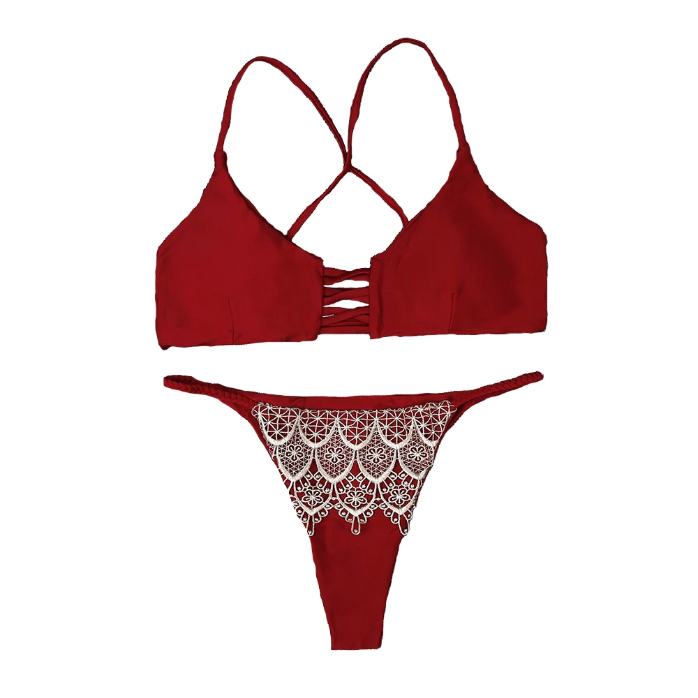 

Bikini 2021 Summer Sexy Lace Swimwear Women Two Pieces Bikini Set Bathing Suit Bikinis Push Up