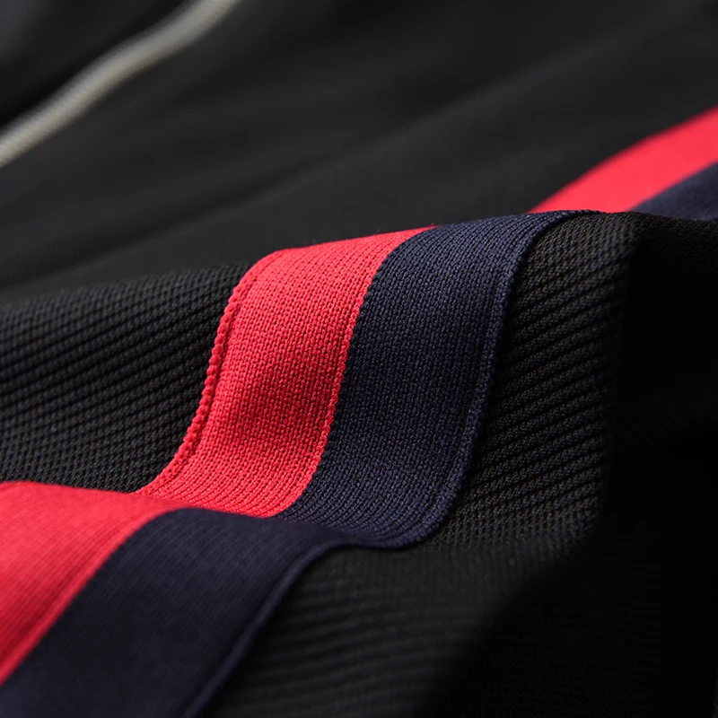 

quality informal High sweatshirt with raised neck, zipper and horizontal contrast, new men's tights