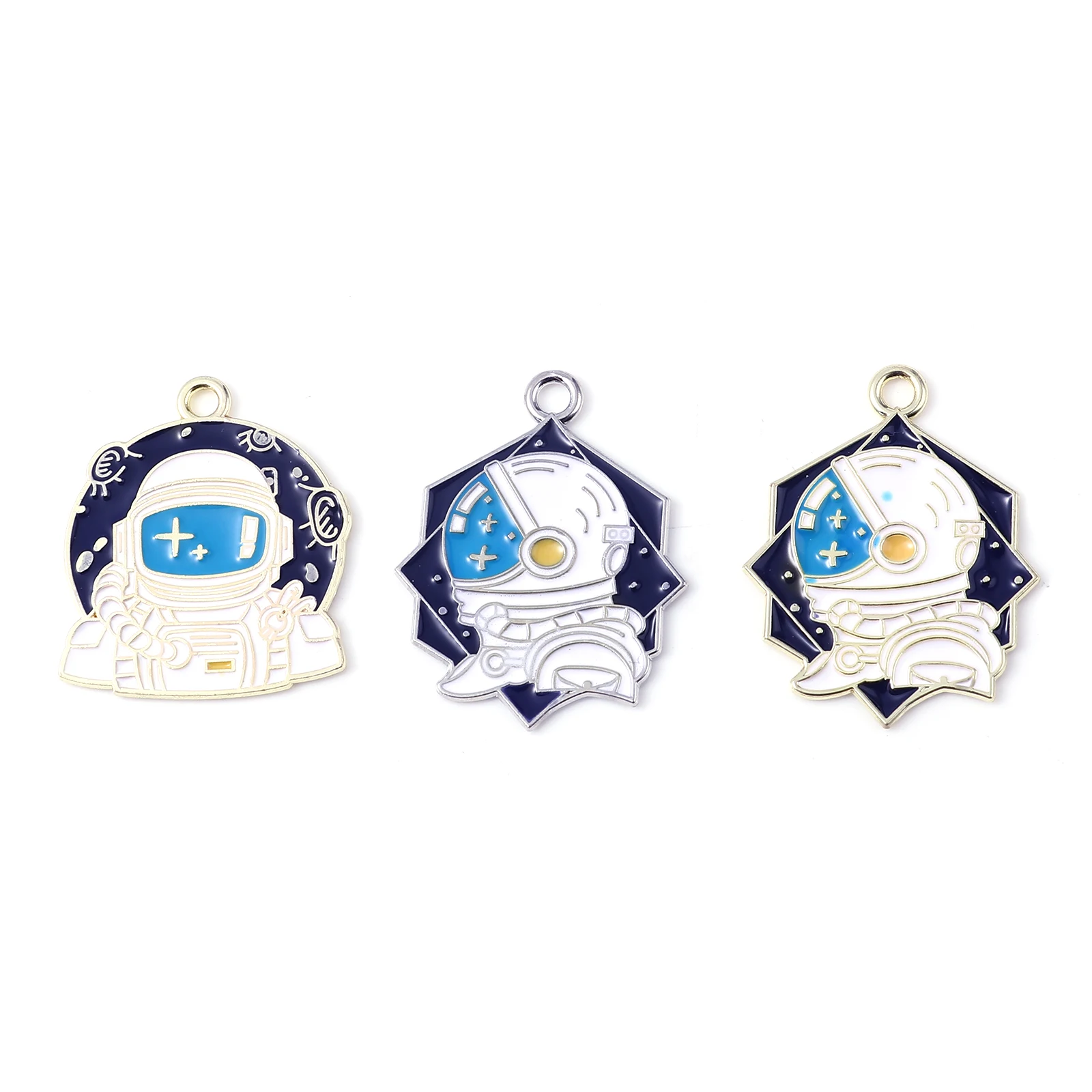 

5 PCs Cute Cartoon Galaxy Pendant Polygon Gold Plated Multicolor Spaceman Enamel Charms For Jewelry Making DIY Necklace Handmade