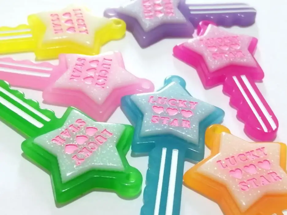 

wholesale! Kawaii lucky stars key Flatback Resin DIY Crafts Key pendant Decoration Earring key chain