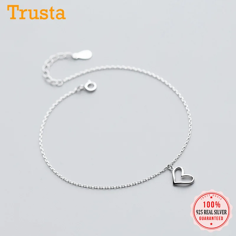 Браслет на ногу из серебра 100% пробы с милым сердцем 20 см|Анклеты| |