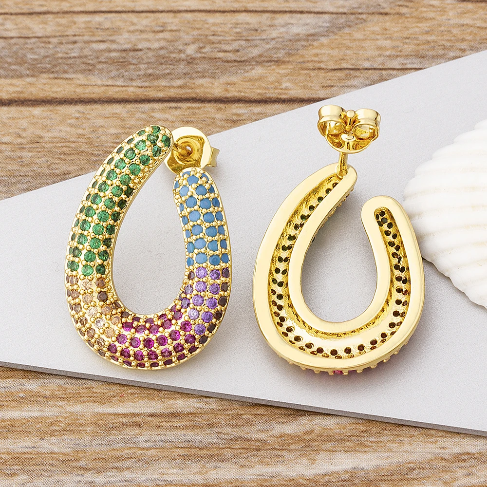 2021 New Colorful Drop Earrings for Women Dance Party Delicate Accessories Copper Zircon Birthday Wedding Trendy Jewelry Gift | Украшения и
