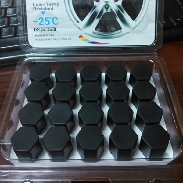 

New 17/19/21 Silicone Car Wheel Hub Screw Nut Decoration Cap Cover black Car Accessories Styling Protective Bolt 20pcs
