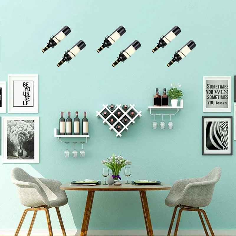 Promotion! Pack of 6 Wall Mounted Wine Racks - Red Bottle Display Holder with Screws Metal Hanging Rack Organizer | Дом и сад