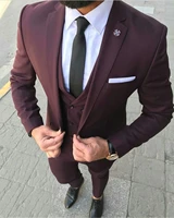 latest coat pant designs wine red business men suit 2020 prom tuxedo slim fit 3 piece groom dress men wedding suits blazer terno