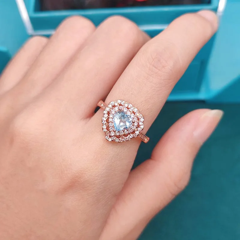 Черный ангел имитация небесного голубого топаза любовь сердце комплект