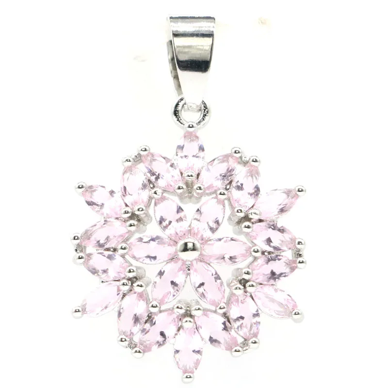 33x21 мм фантастический розовый кунцит дымчатый топаз CZ женский серебряный кулон