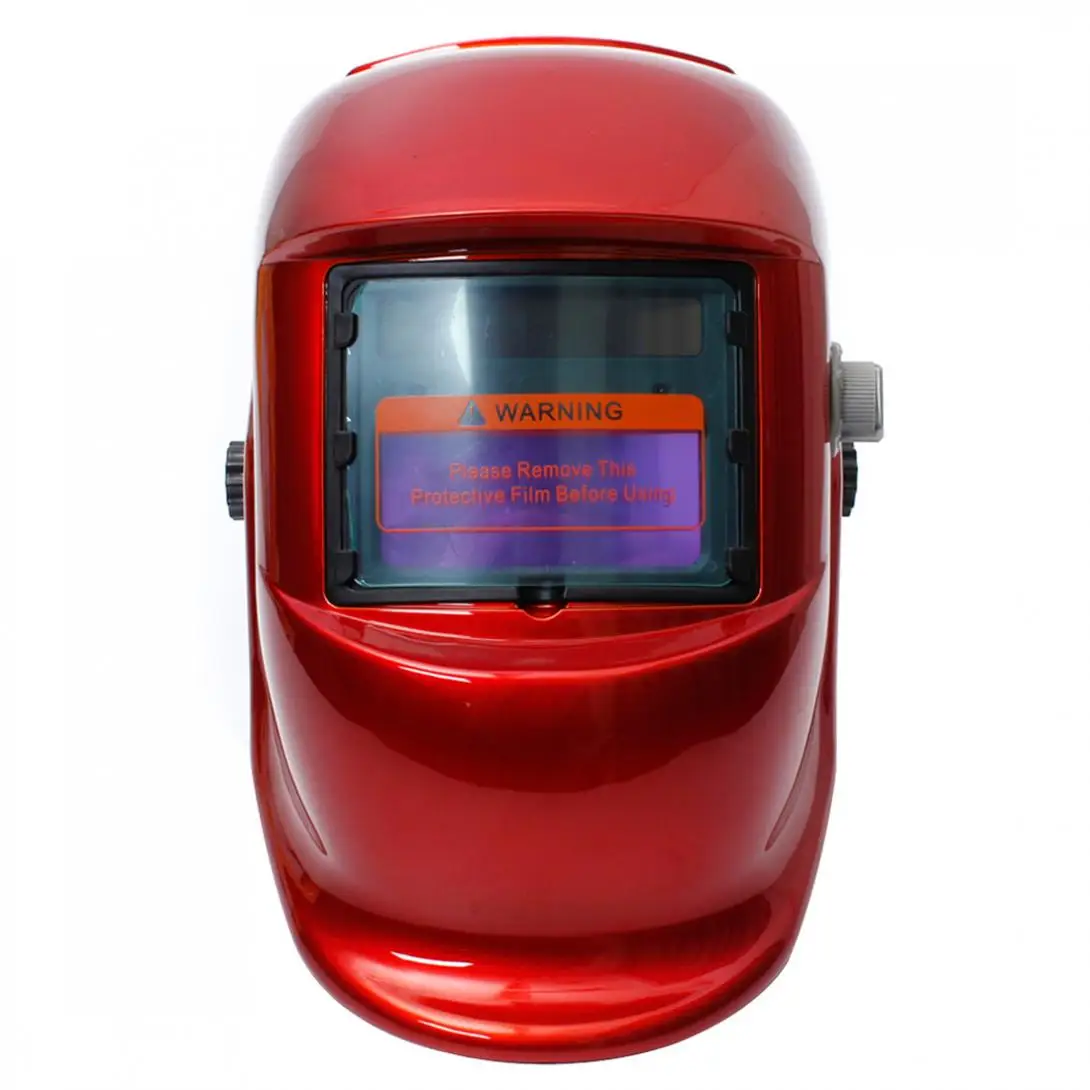 

Red Cover Auto Darkening Solar Welders Welding Helmet Mask with Grinding DIN 16 Battery Powered for ARC TIG MIG Stick Welding