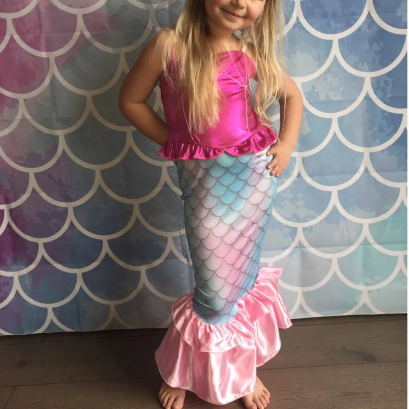 Костюм Русалочки Ариэля розового и зеленого цвета с хвостом платье принцессы