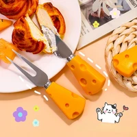 cheese cheese fruit knife and fork lovely western picnic portable tableware butter jam smearing knife kitchen tableware