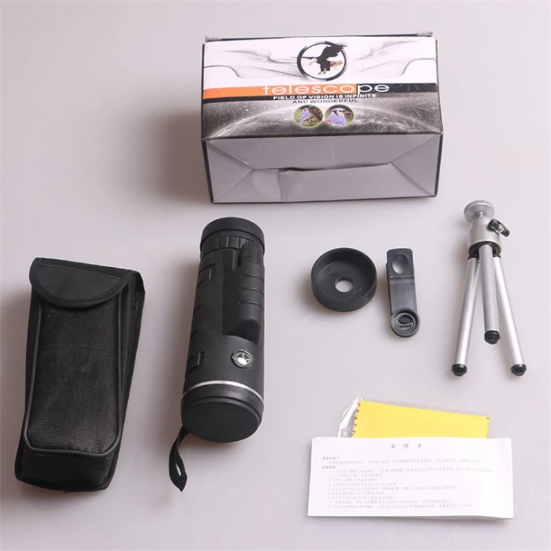 

40X60 Zoom Monocular Binoculars Clear Weak Night Vision Pocket Telescope Holder for Camping Telescope Monocular