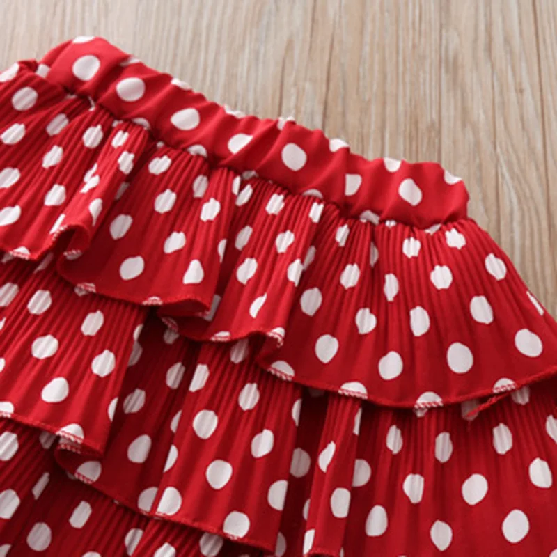 

Children Clothes Girl Sets Short Sleeve Polka Dot Hollow Love Blouse Cake Skirt 2Pcs Set Toddler Kids Baby Clothes 1-6 Years Old