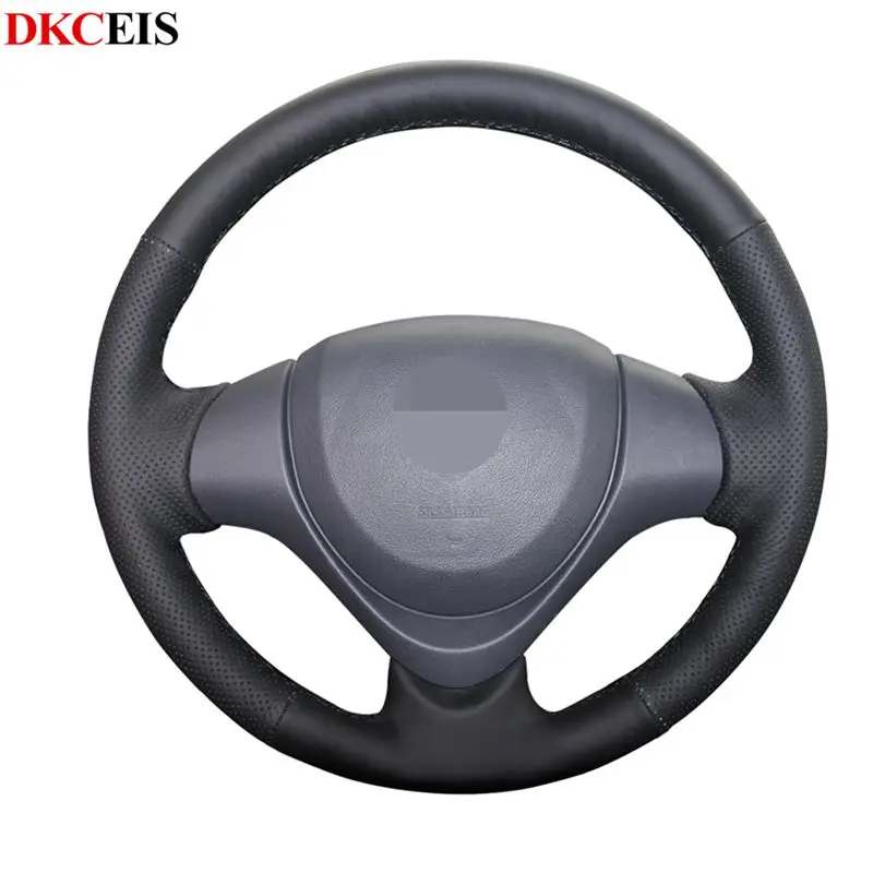 DIY сшитый вручную черный мягкий PU искусственная кожа Чехол рулевого колеса