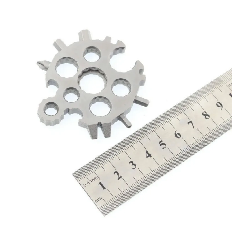 

20 In 1 Multi-Tool Stainless Steel Snow Shape Flat Cross Head Screwdriver Allen Key Spanner Key Chain Tool For Backpack