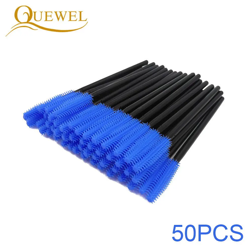 Blue 50 Pieces 50 шт., одноразовая щетка для ресниц, расческа, силиконовая гелевая тушь для ресниц, палочки для наращивания ресниц, профессиональный аппликатор, инструмент для макияжа глаз - Цвет: Blue 50 Pieces