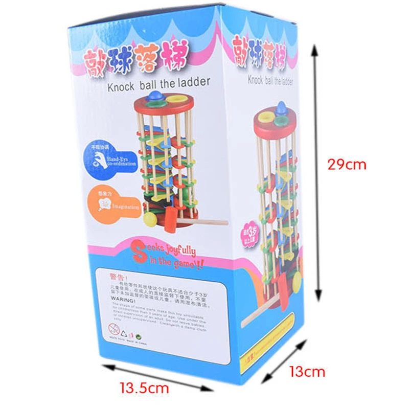 

Children's Wooden Toys Knock The Ball Down The Ladder Baby Hand Eye Coordination Spin Play Ball Eat The Tower With Knocking Toy