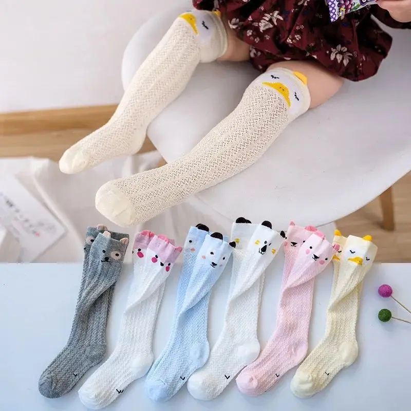 

6 Pairs/lot Baby Socks Summer Thin Anti-mosquito Newborn Baby Stock Over-the-knee Ultra-thin Cotton Children's Long Leg Socks