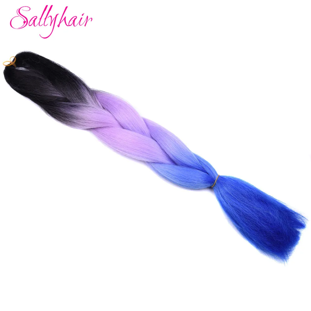 Sallyhair, 24 дюйма, Омбре, плетение волос, 2 тона, черный, винно-красный цвет, огромные косички, высокотемпературное волокно, синтетические волосы для наращивания - Цвет: P27/613
