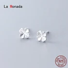 Женские серьги-гвоздики La Monada, серьги из серебра 925 пробы с матовым клевером, ювелирные изделия из серебра, сережки-пусеты, ювелирные изделия, ювелирные изделия