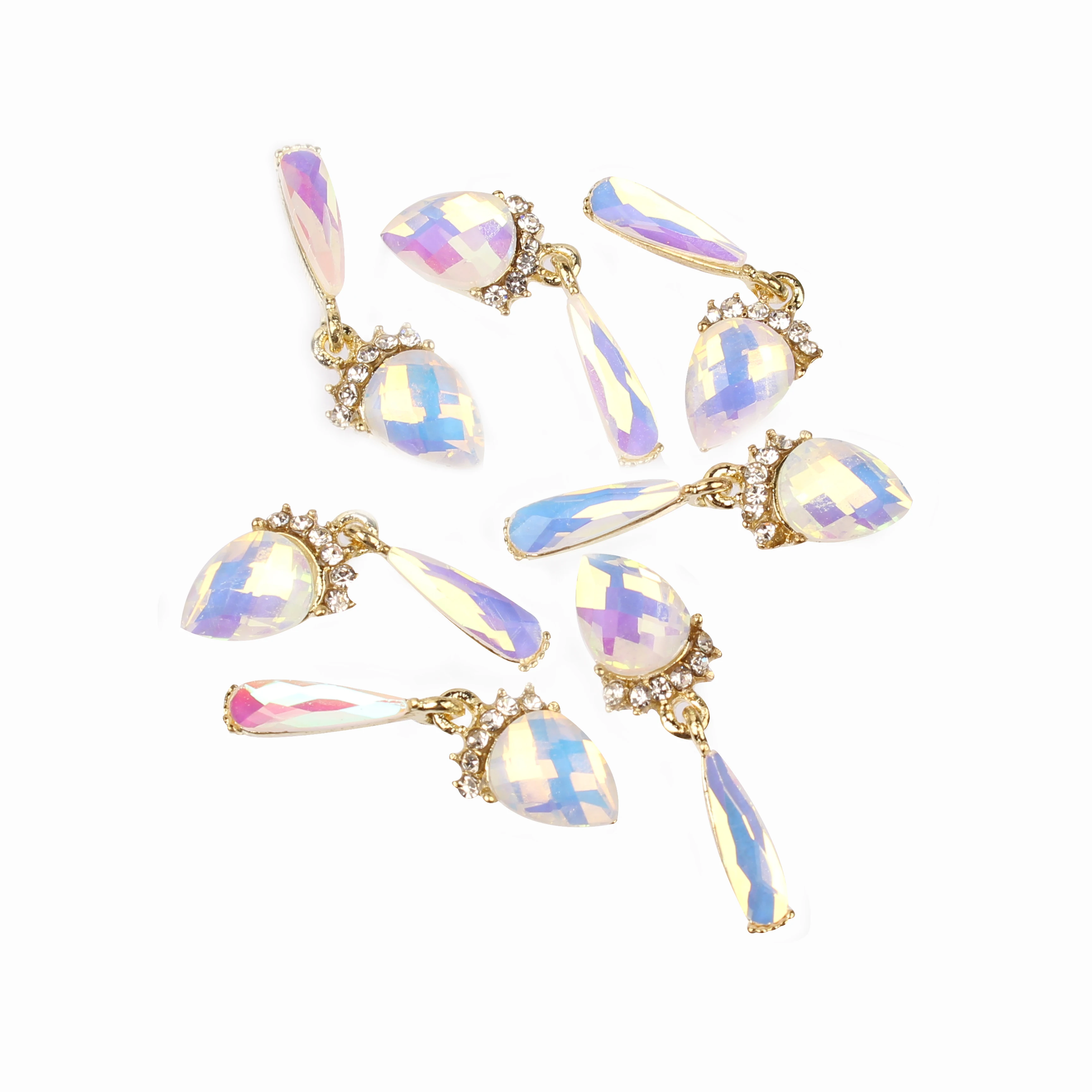 10 Pcs/lot Gold Heart Wing Pendant Design Diy Studs For Charms Strass Nails Art Alloy Metal AB Rhinestones 3D Decor Nail | Дом и сад