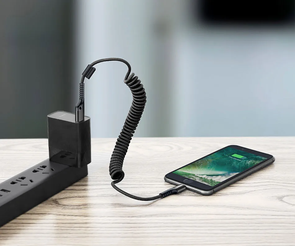 Baseus весна выдвижной usb зарядный кабель для iPhone xs max xr 8 7 6s plus 5 11 ipad зарядное устройство для apple lightning Кабель автомобильный 1 м