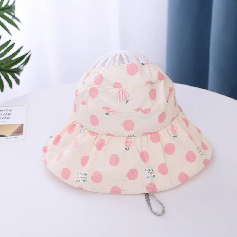

Kids Sun Hat Girl Baby Sunhat Cute Kawaii Dot Cotton Sun Visor Big Brim Sunshade Outdoor Vacation Foldable Summer 2021 New