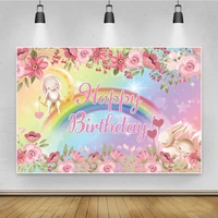 laeacco rabbit spring flowers happy birthday party decor poster banners photo backdrop backgrounds for photograph photo studio