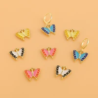 10pcs two color stacking enamel cute small butterfly charms for making earrings pendants diy handmade jewelry accessories