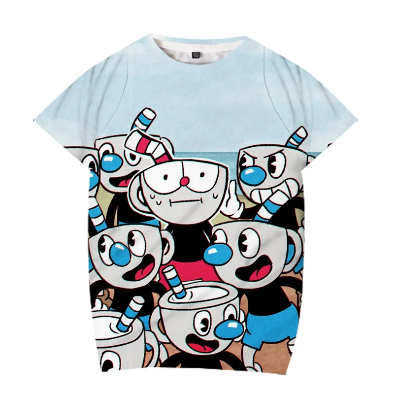 

New Cool Fashion T-shirt Men And Women Cartoon Cup Printing 3DT Top Summer Short-Sleeved T-shirt Boys T-shirt Parent-Child Wear