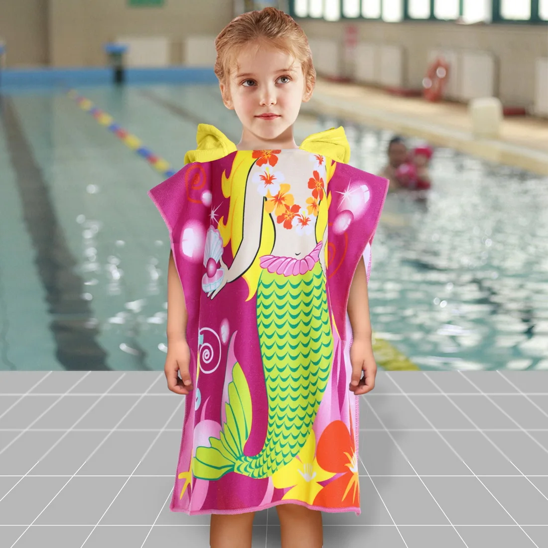 Детский банный халат полотенце с капюшоном для малышей банное пончо